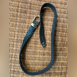 Vintage genuine leather weave cross gold belt teal